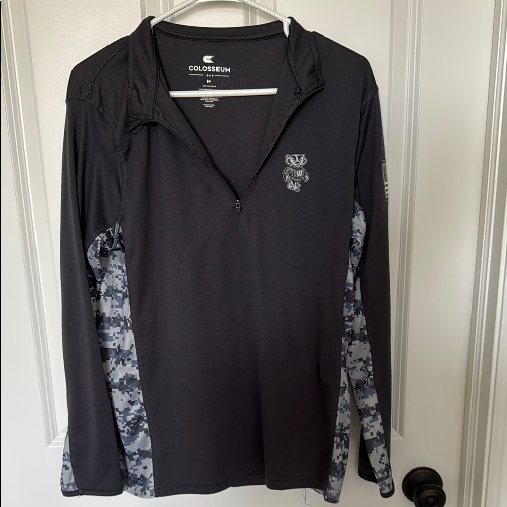 WI Badger Gray Quarter-Zip Pullover